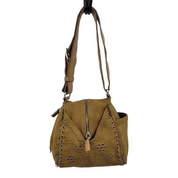 Vtg 90's Hogan Handbag Baguette Unique Rare Hippy Western Native Studded Tan - Picture 3 of 14